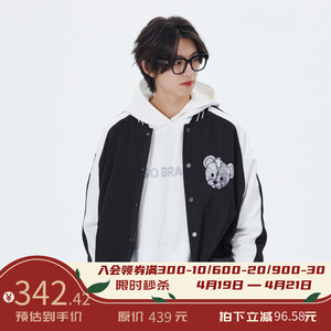 pso brand小熊款腰果花刺绣棒球服外套男春秋薄款潮牌情侣装夹克