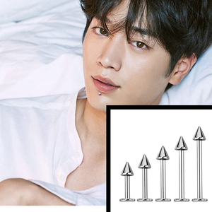 不锈钢耳骨钉耳钉唇钉酒窝钉男女士耳环钛钢平底t形尖锥球朋克