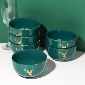 怀瑾碗家用陶瓷餐具北欧风完美小鹿好看的米饭碗吃饭碗面碗小汤碗