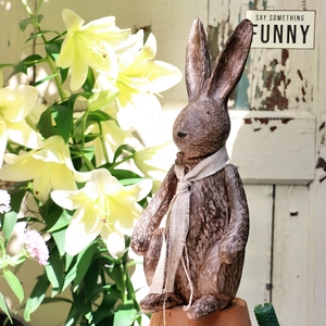 兔子摆件日系ins风户外花园造景阳台复古创意礼物桌面木雕摆件