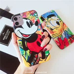涂鸦米奇卡通适用于iphone11pro max苹果x手机壳8plus软xs/xr女SH