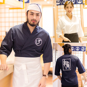日式厨师装日本料理店工作装餐厅服务员工作服定制寿司店和服工装