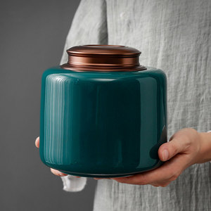 百贝红茶绿茶叶包装空礼盒金属螺旋盖头双层密封陶瓷茶叶罐大中号