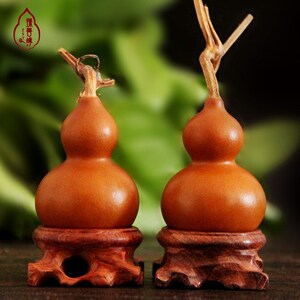 文玩葫芦龙头配饰 镶嵌小红葫芦摆件做旧紫皮包浆老葫芦收藏精品