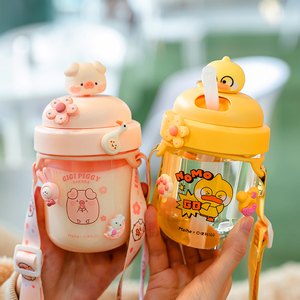 麦田家居旗舰店天猫夏季儿童水杯可爱卡通塑料吸管杯子大容量小学生