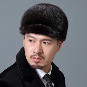 男士裘皮帽子皮草帽子男水貂皮男帽中老年前进帽冬季保暖帽子价格06