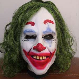 微笑小丑oker面具男万圣节鬼屋密室逃脱恐怖道具节目演出头套全脸