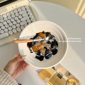 ins风纯白色简约陶瓷高颜值拉面碗日式家用汤碗稀饭碗糖水甜品碗