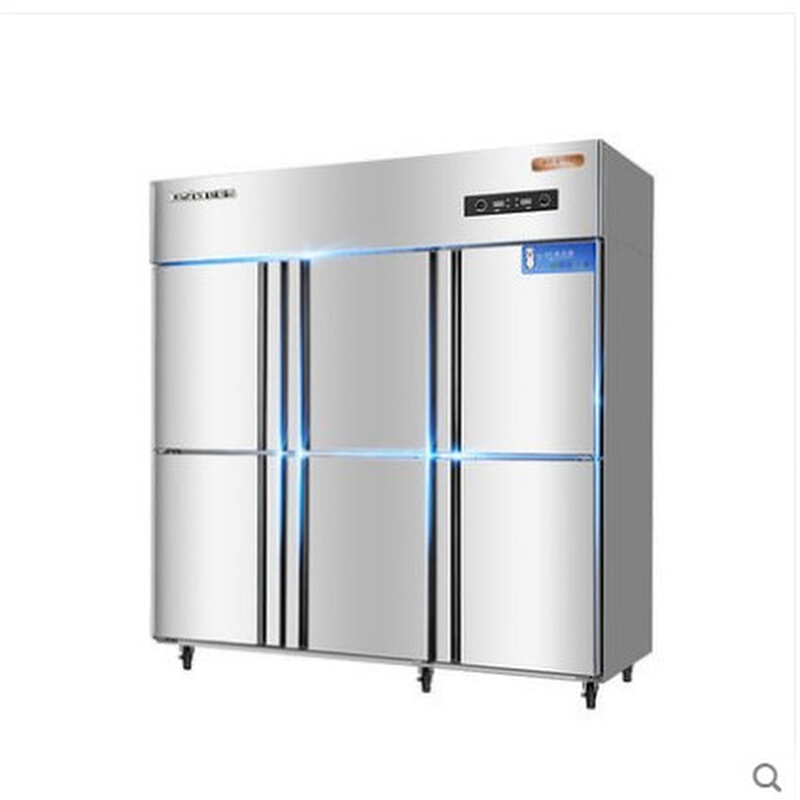 爱雪六门商用冰柜冰箱双机双温大容量立式冷藏冷冻柜保鲜柜展示柜