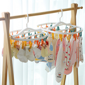 儿童衣架家用可折叠婴儿晾衣架宝宝晒袜子口水巾神器多功能挂衣夹