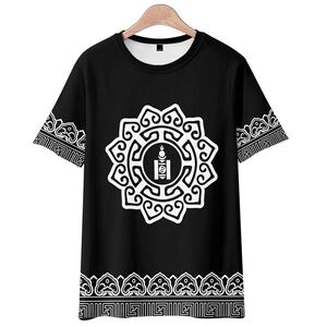 *蒙古元素短袖安达民族风蒙文字t恤短袖男女个性蒙古国衣服半袖潮