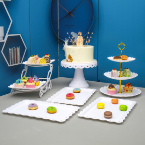 儿童生日甜品台装饰布置摆件蛋糕点心托盘塑料果盘纯色创意展示架