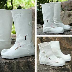 古风女诸葛亮鞋大臣书生中式长筒黑白红色古装戏曲演出布靴1人付款26