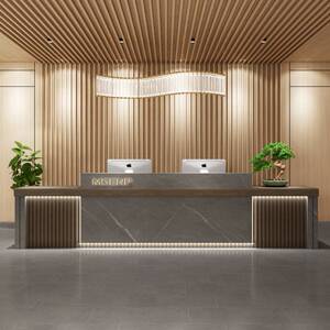 简约现代中式定制公司前台接待台酒店大堂收银台服装店美容院吧台