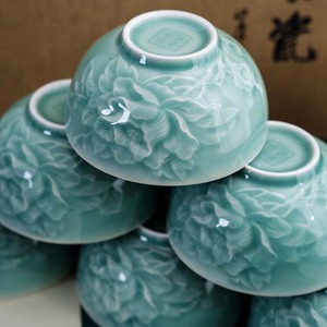 2024新款青瓷米饭碗家用餐具中式吃饭碗单个天青色小碗创意陶瓷碗