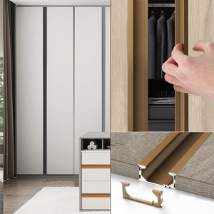 子母衣柜拉手一门到顶现代简约全屋定制灰色柜门把手灰嵌入式开槽