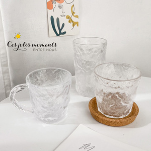 冰川玻璃杯家用日式水杯女早餐杯ins风啤酒杯子果汁咖啡杯泡茶杯
