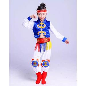彩贝虹蒙族演出服蒙古男女筷子服装舞动六一舞舞蹈旋律驯马娃少儿