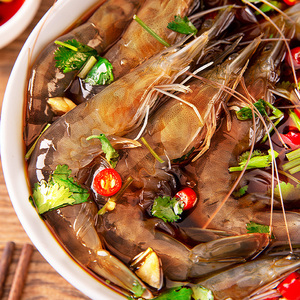 潮汕生腌虾醉虾生呛大虾网红生腌卤虾海鲜即食罐装350g宁波海鲜