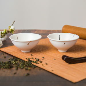礼盒林永胜定窑白银釉斗笠杯陶瓷纯手工茶杯主人杯功夫茶杯