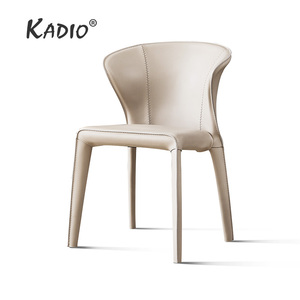 KADIO/意式现代/马鞍皮+包裹靠背/轻奢极简椅子家用全皮餐椅凳子