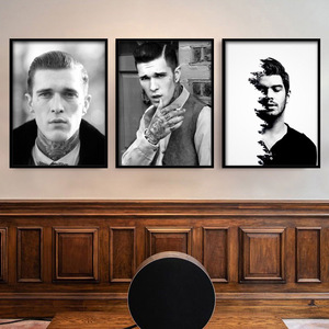 800人付款淘宝复古男士油头发型理发店纹身店装饰画美发店壁画海报挂