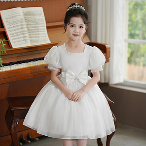 女童白色公主裙儿童花仙子连衣裙小女孩花童婚礼礼服六一演出服装