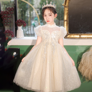 女童高端公主裙夏季儿童花童婚礼主持人礼服小女孩钢琴演出连衣裙
