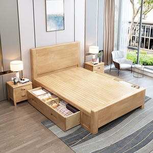 全实木床单人床1.2米家用儿童小户型床一米二1.35 1.5m现代简约床