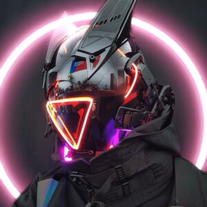 赛博朋克面罩爆款面罩发光冷光灯cosplay面罩机能风打碟m机械头盔