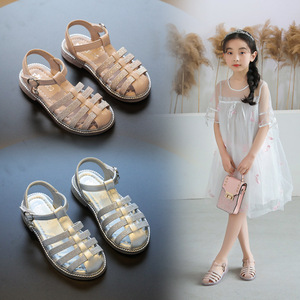 夏天女童7包头4平底凉鞋小学生女孩穿的十儿童5三四五六年级12岁9