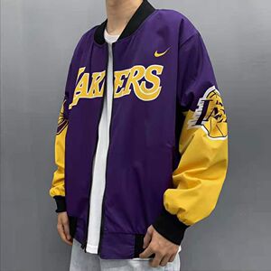 nba出场服湖人队詹姆斯科比秋冬夹克棒球服男女外套训练服双面穿