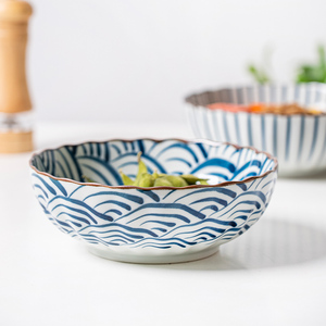 日本进口冷面碗小鹿田烧陶瓷碗日式有田清秀沙拉碗汤碗6寸7寸面碗