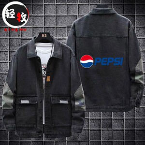 百事可乐联名衣服秋冬牛仔外套潮牌大码工装夹克休闲长袖外衣学生