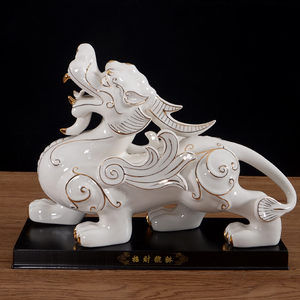 白色陶瓷貔貅摆件天禄招财风水办公室电视柜镇宅开业礼品