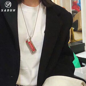 supreme打火机壳项链 嘻哈街头hiphop sup打火机壳套吊坠配饰