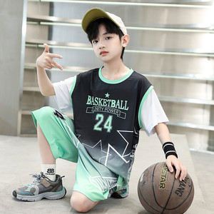 儿童装篮球服2024新款夏季男孩帅气训练表演服男童运动时髦篮球衣