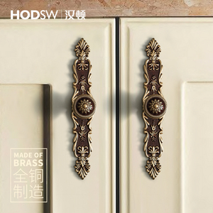 汉顿欧式复古黄铜拉手壁橱柜抽屉美式古典纯铜明装单孔衣柜小拉手
