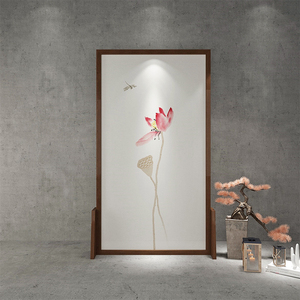 禅意荷花屏风隔断新中式小户型客厅卧室玄关遮挡移动实木简约座屏