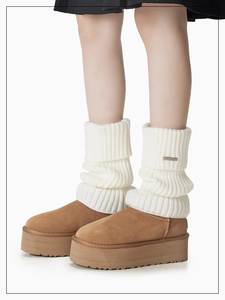 毛线堆堆袜女秋冬季保暖中筒袜雪地靴腿套加厚辣妹风粗线针织袜套