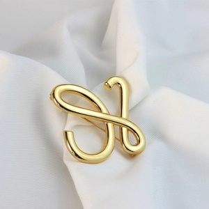 loewe罗家金色高档字母胸针黄铜镀金几何镂空西装大衣别针配饰女