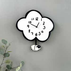 云朵绵羊卡通可爱摇摆时钟客厅餐厅创意装饰挂钟家用现代简约钟表