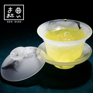 琉璃三才盖碗高档茶杯单个网红功夫泡茶高端茶具茶盏大号茶碗带盖
