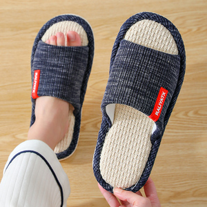 居家亚麻拖鞋男四季家居室内家用地板防滑春秋防臭棉麻布拖鞋防汗