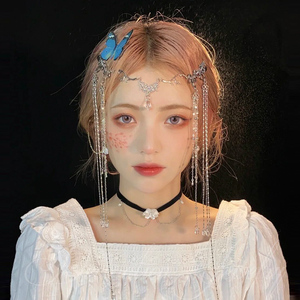 超仙少女风仙美头饰森系2021新娘造型复古宫廷水钻流苏额链头链