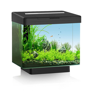 德国黑钻鱼缸小型家用桌面玻璃黑白色带盖水族箱40公分静音鱼缸