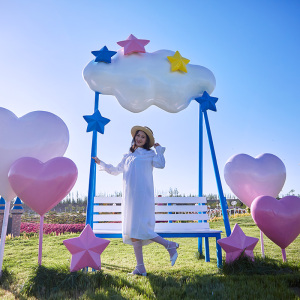 大型户外景区网红打卡相框拍照云朵座椅卡通雕塑售楼园区装饰摆件