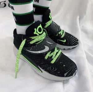 夜光kd 14 ep 杜兰特 魔术贴篮球鞋鞋带黑绿色腰果花适配泼墨鞋绳
