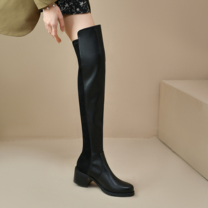 001人付款淘宝冬羊毛雪地靴加绒保暖圆头粗跟平跟高筒靴过膝长靴女