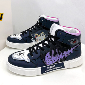 火影忍者aj动漫联名板鞋男秋冬季加绒棉鞋学生高帮佐助保暖运动鞋